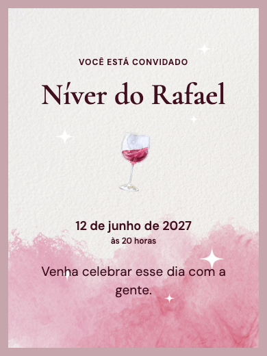 Convite online Aniversário Vinho