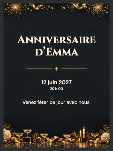 Invitation d’anniversaire numérique: Nouvel An doré