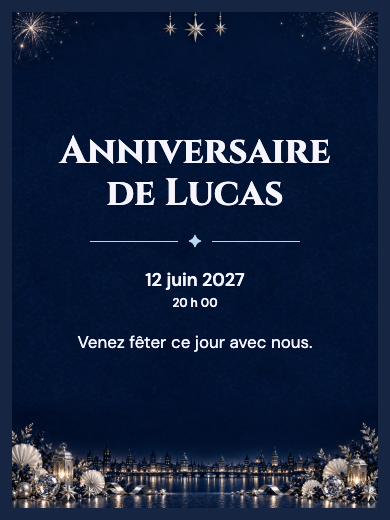 Invitation d’anniversaire numérique: Nouvel An argenté