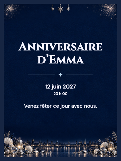 Invitation d’anniversaire numérique: Nouvel An argenté