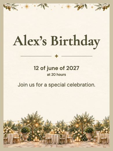 Digital birthday invitation: Botanical New Year