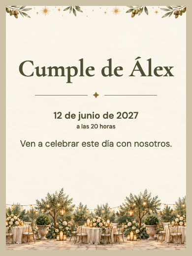Invitación digital de cumpleaños: Año Nuevo Botánico