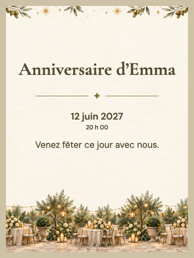 Invitation d’anniversaire numérique: Nouvel An botanique
