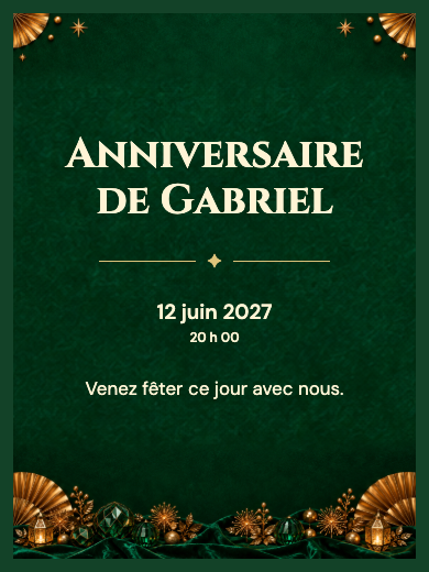 Invitation d’anniversaire numérique: Nouvel An émeraude