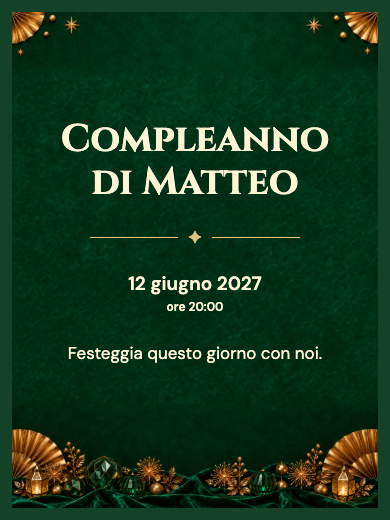 Invito digitale di compleanno: Capodanno smeraldo
