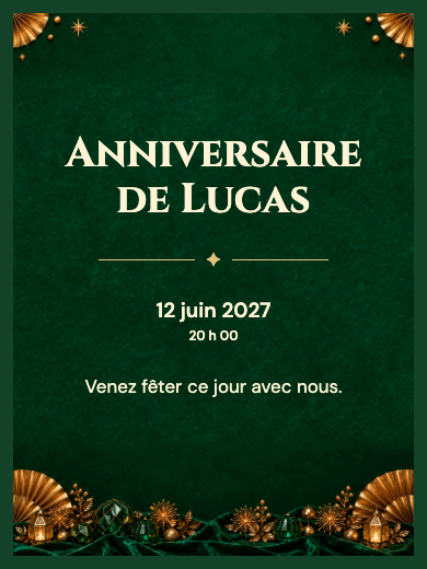 Invitation d’anniversaire numérique: Nouvel An émeraude