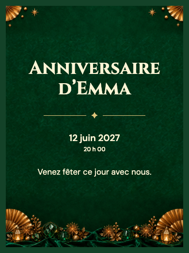 Invitation d’anniversaire numérique: Nouvel An émeraude