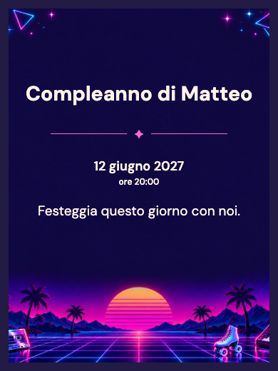 Invito digitale di compleanno: Anni Ottanta neon