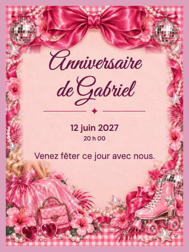Invitation d’anniversaire numérique: Barbie Glamour