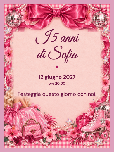 Invito digitale di compleanno: Barbie Glamour
