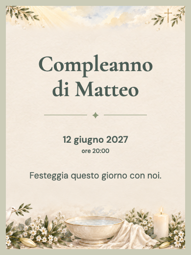 Invito digitale di compleanno: Battesimo sereno