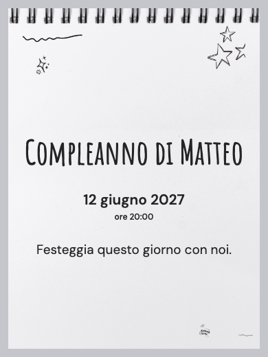 Invito digitale di compleanno: Blocco note