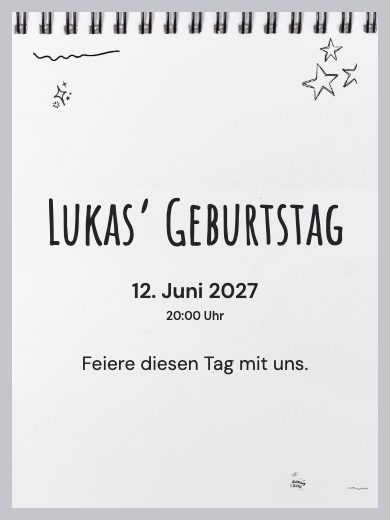 Digitale Geburtstagseinladung: Notizblock