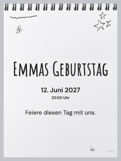 Digitale Geburtstagseinladung: Notizblock