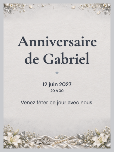 Invitation d’anniversaire numérique: Noces d’argent élégantes