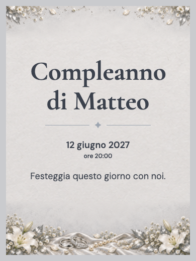 Invito digitale di compleanno: Nozze d’argento eleganti