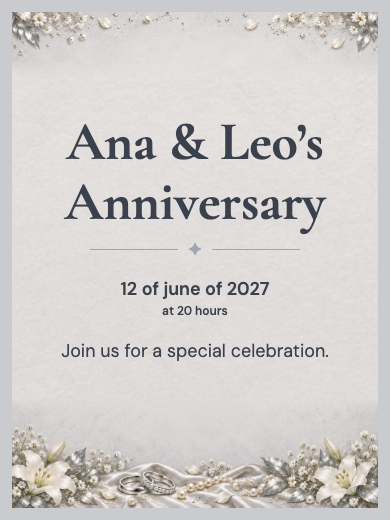 Template: Interactive digital wedding anniversary invitation: Elegant Silver Anniversary with RSVP