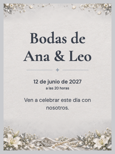 Modelo de invitación digital interactiva de aniversario de boda: Bodas de Plata Elegante con RSVP