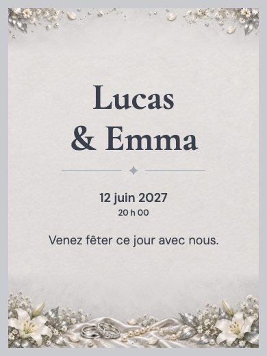 Modèle : invitation numérique interactive pour anniversaire de mariage: Noces d’argent élégantes avec RSVP