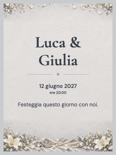Modello: invito digitale interattivo per anniversario di matrimonio: Nozze d’argento eleganti con RSVP