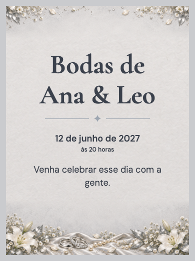 Modelo de convite digital interativo de bodas: Bodas de Prata Elegante com RSVP