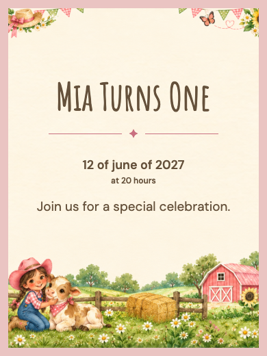 Digital birthday invitation: Country Cowgirl
