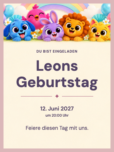 Digitale Einladung: Bolofofos-Party — Tiere und Natur