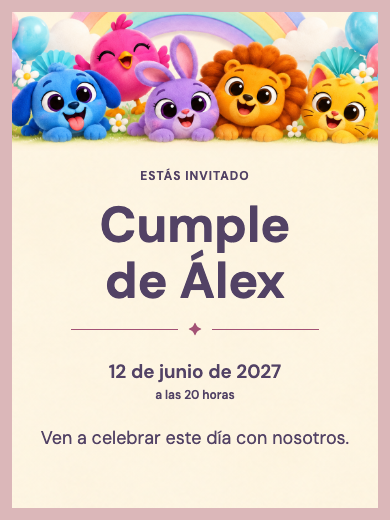 Invitación digital: Bolofofos de Fiesta — Animales y naturaleza