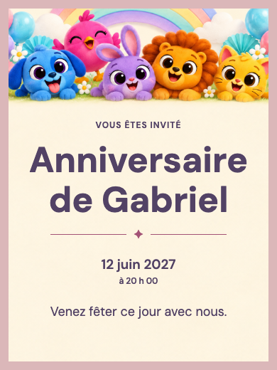 Invitation d’anniversaire numérique: Fête Bolofofos