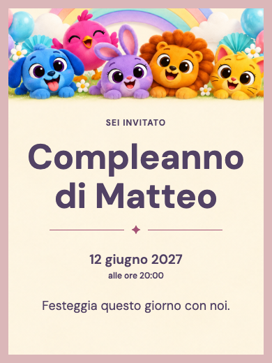 Invito digitale: Festa Bolofofos — Animali e natura