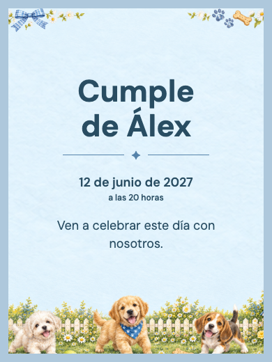 Invitación digital: Perritos del Jardín — Animales y naturaleza