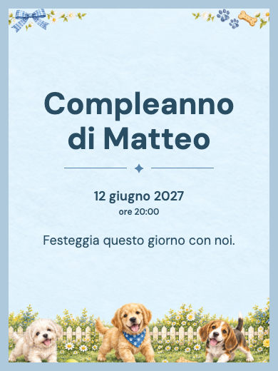 Invito digitale: Cagnolini in giardino — Animali e natura