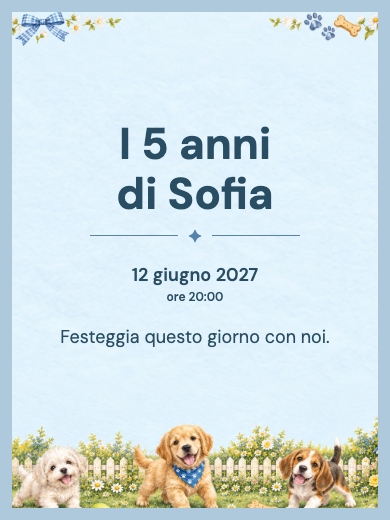 Invito digitale di compleanno: Cagnolini in giardino