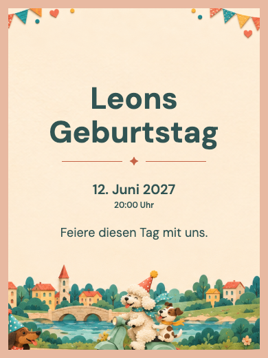 Digitale Einladung: Verspielte Welpen — Tiere und Natur