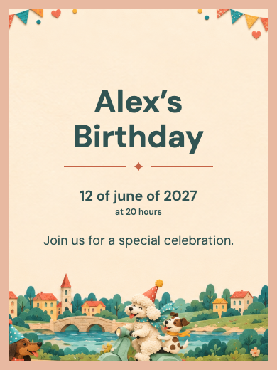 Digital invitation: Playful Puppies — Animals and nature