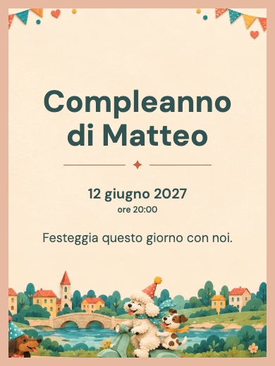 Invito digitale di compleanno: Cagnolini giocosi