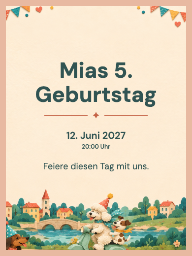 Digitale Geburtstagseinladung: Verspielte Welpen