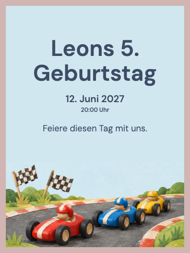 Digitale Geburtstagseinladung: Rennwagen