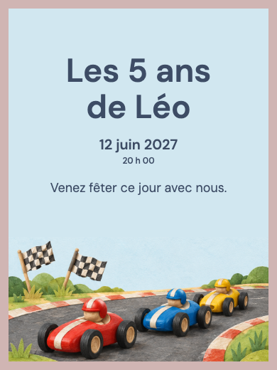 Invitation d’anniversaire numérique: Voitures de course