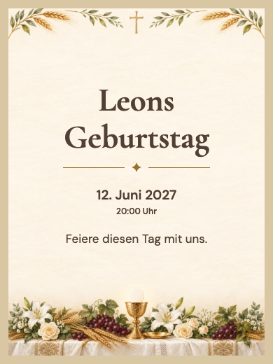 Digitale Geburtstagseinladung: Glaube und Eucharistie