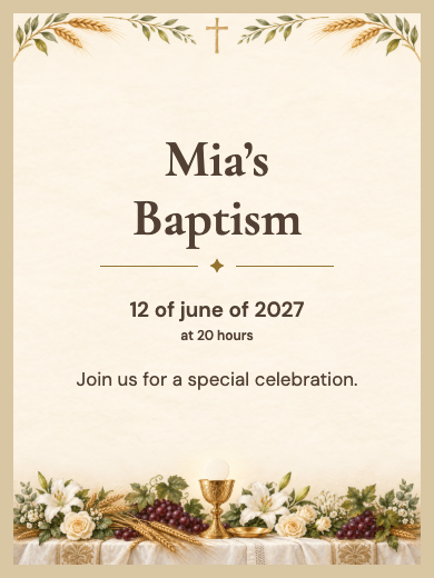 Digital baptism invitation: Faith and Eucharist