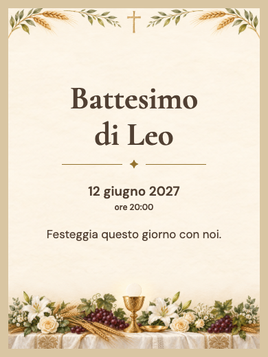 Invito digitale di battesimo: Fede ed Eucaristia