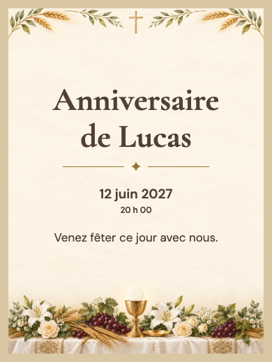 Invitation d’anniversaire numérique: Foi et Eucharistie