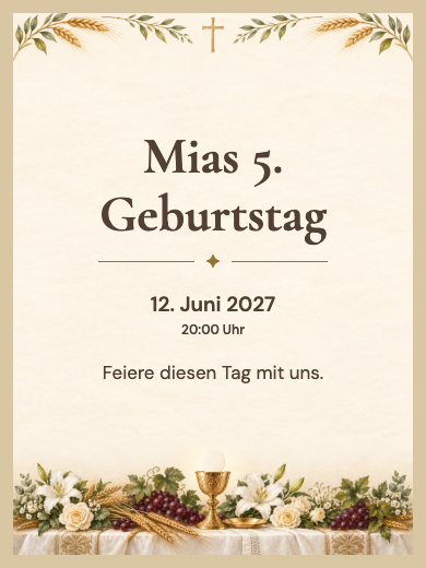 Digitale Geburtstagseinladung: Glaube und Eucharistie