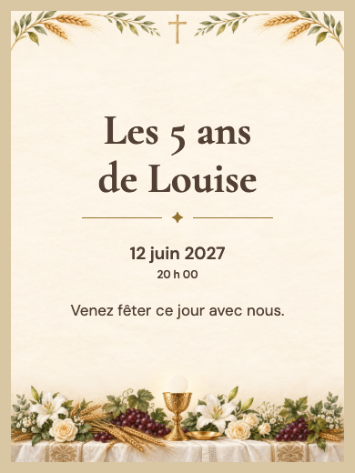 Invitation d’anniversaire numérique: Foi et Eucharistie