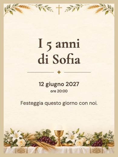 Invito digitale di compleanno: Fede ed Eucaristia