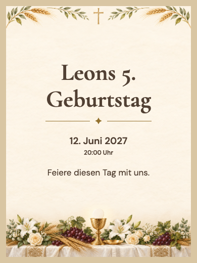 Digitale Geburtstagseinladung: Glaube und Eucharistie