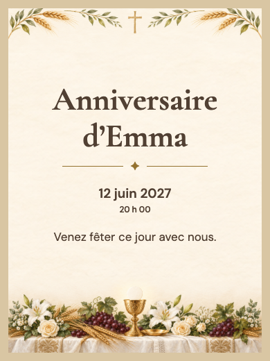 Invitation d’anniversaire numérique: Foi et Eucharistie