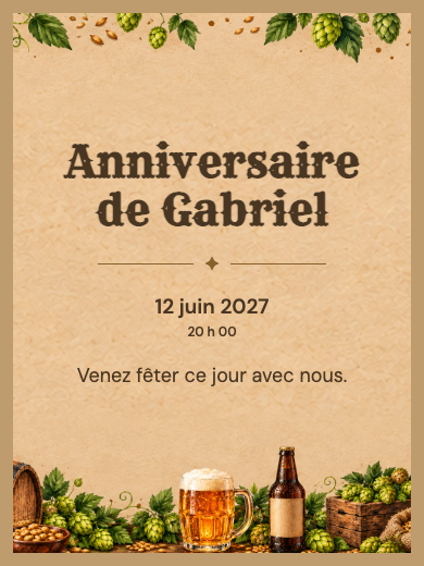 Invitation d’anniversaire numérique: Bière artisanale