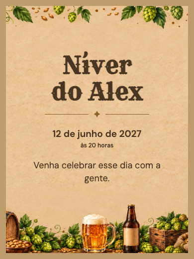 Convite digital de aniversário: Cerveja Artesanal
